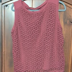 LOFT Crochet Front Tank Top in Dusty Rose